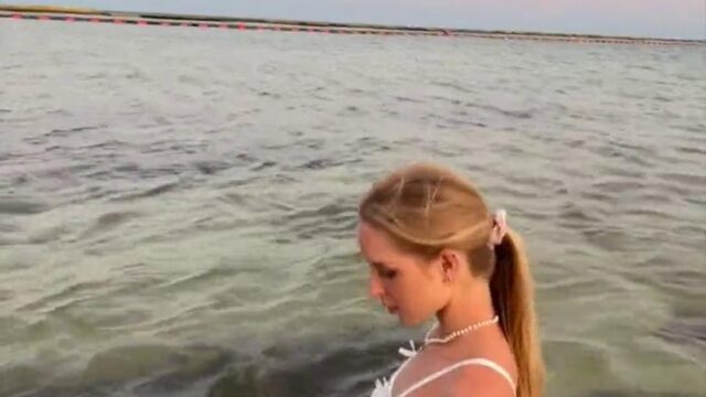 Caroline Zalog Topless Wet Sheer POV Video Leaked